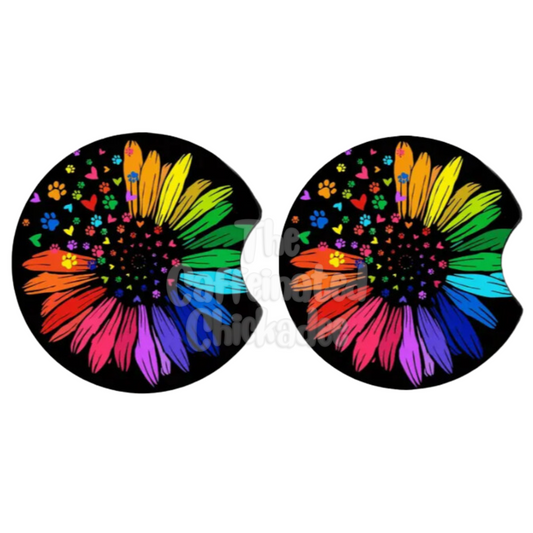 Rainbow Flower - Car Coaster